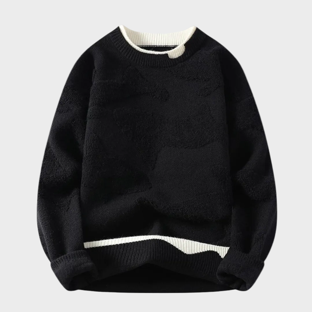 Sweter z teksturowanym wzorem w stylu abstrakcyjnym