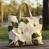 Torba pikowana - Elegancka biała lilia
