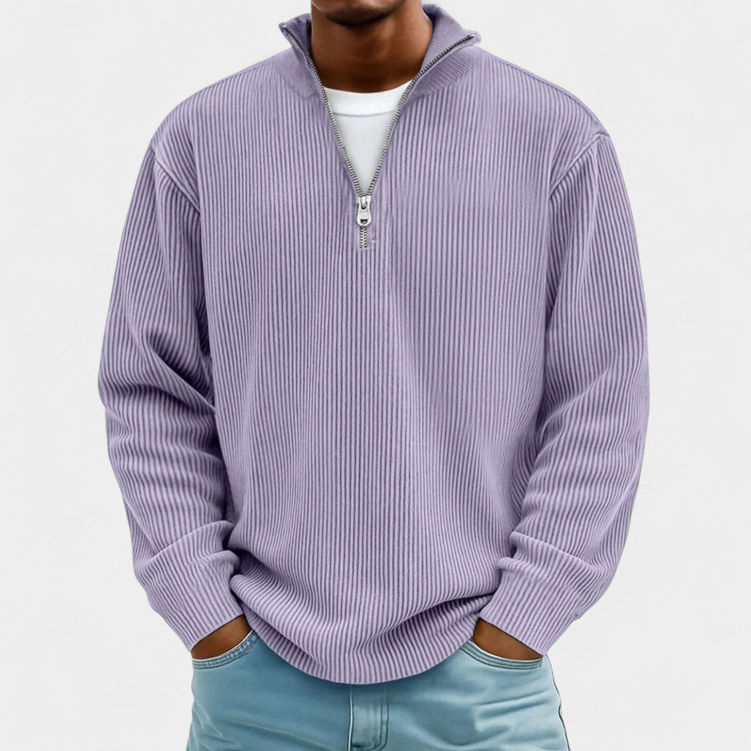 Martin – Męski sweter z polo zamkiem