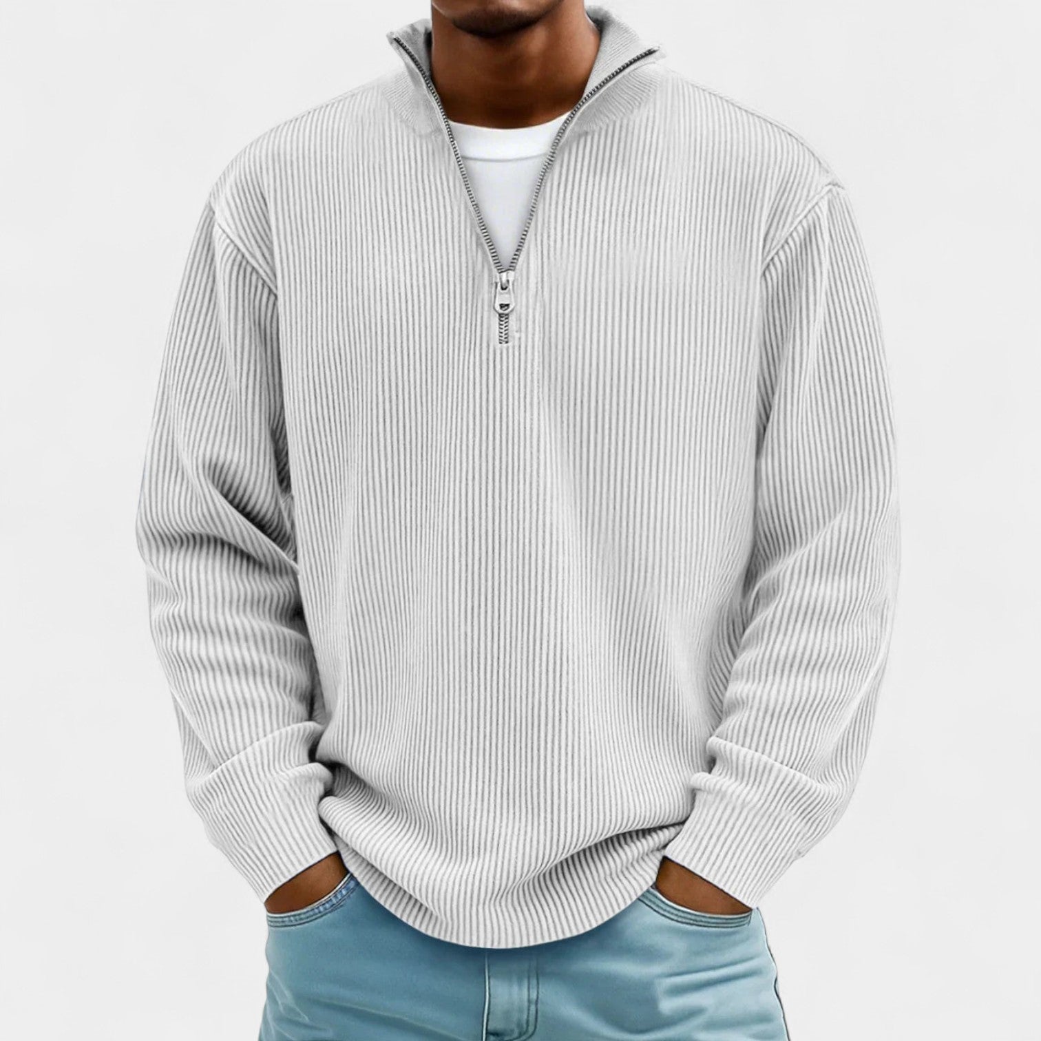 Martin – Męski sweter z polo zamkiem
