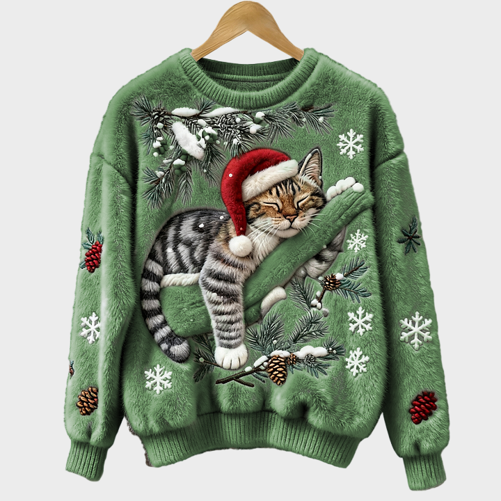 Olivia - Świąteczny kotek sweter z pluszu
