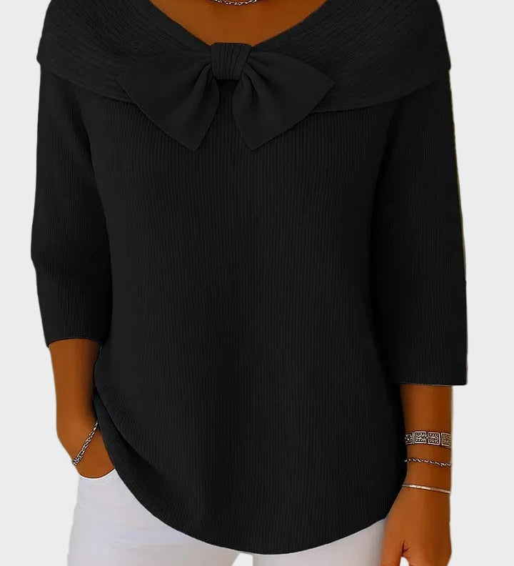 Aline - Miękki i Elegancki Sweter z Kokardą