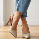 Amélie | Brązowe Sandały Slingback z Kontrastowym Wykończeniem