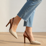 Amélie | Brązowe Sandały Slingback z Kontrastowym Wykończeniem